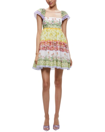 Shop Alice And Olivia Tamia Babydoll Mini Dress In Multi