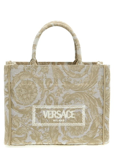 Shop Versace Athena Tote Bag Beige