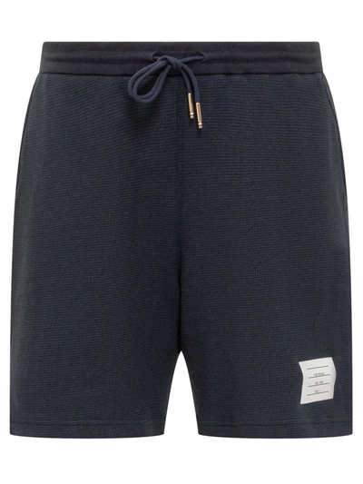 Shop Thom Browne Rwb Logo Shorts In Blue