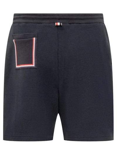 Shop Thom Browne Rwb Logo Shorts In Blue