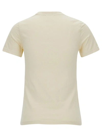 Shop Isabel Marant Étoile Beige Crewneck T-shirt With Multicolor Logo Print In Cotton Woman In White