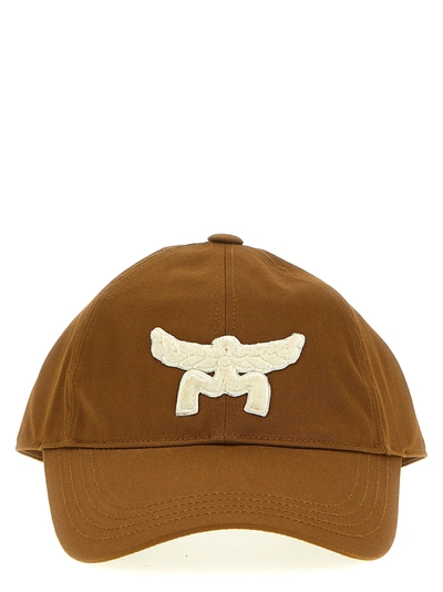 Shop Mcm Flocked Logo Cap Hats Brown
