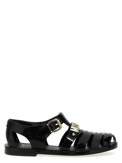 Shop Moschino Jelly Sandals Black