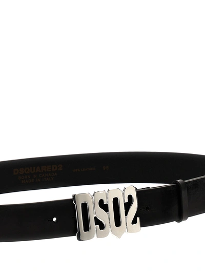 Shop Dsquared2 Logo Buckle Leather Belt Belts Black