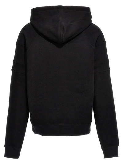 Shop Saint Laurent Logo Embroidery Hoodie Sweatshirt Black
