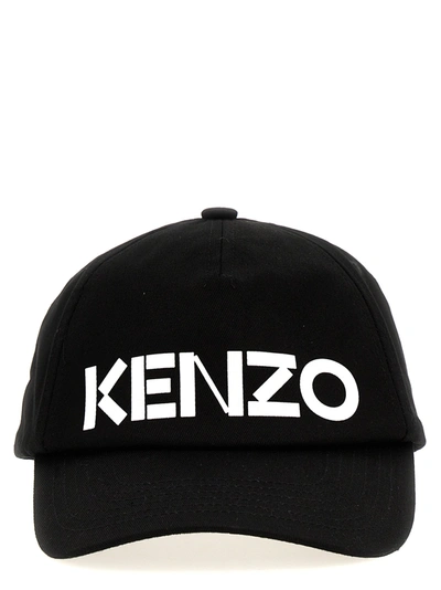 Shop Kenzo Logo Printed Cap Hats White/black