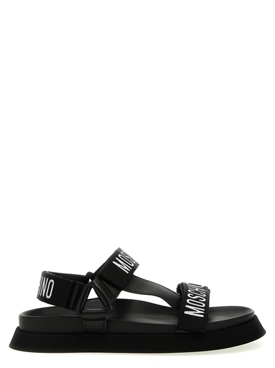 Shop Moschino Logo Sandals Black
