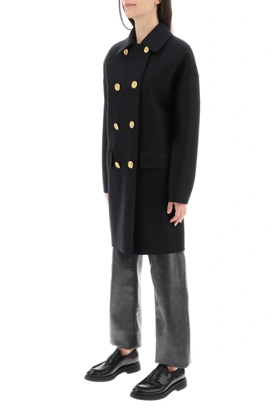 Shop Harris Wharf London Midi Coat In Pressed Wool