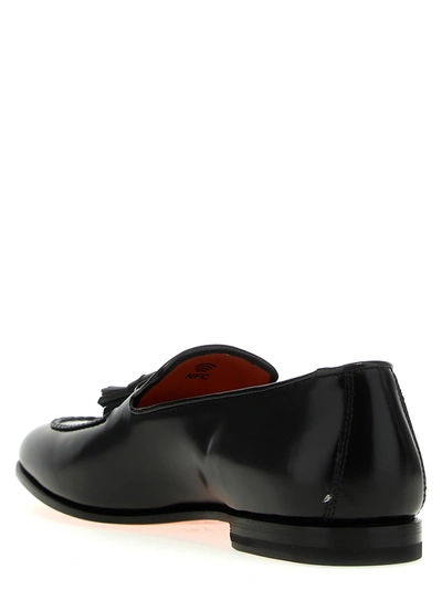 Shop Santoni Nappa Leather Moccasins Loafers Black