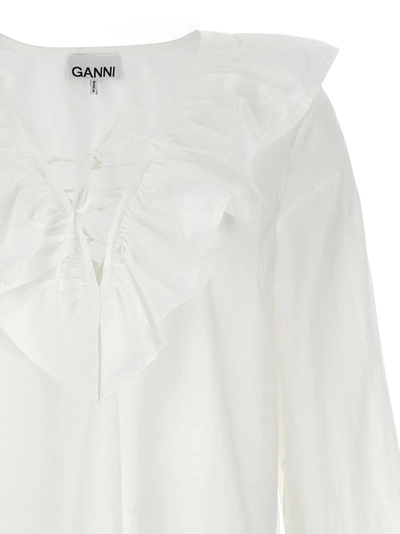 Shop Ganni Ruffles Shirt Shirt, Blouse White
