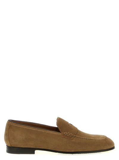 Shop Doucal's Suede Loafers Beige