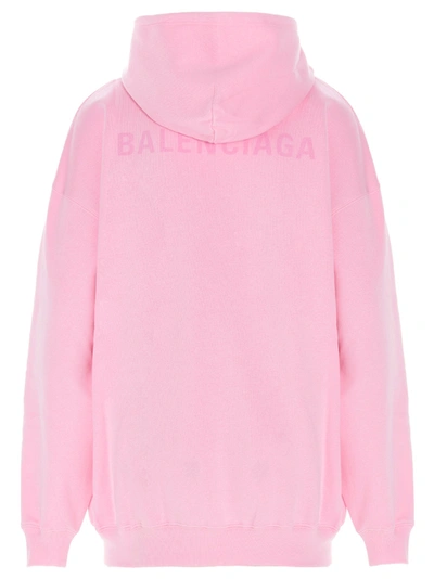 Shop Balenciaga Tone On Tone Logo Hoodie Sweatshirt Pink