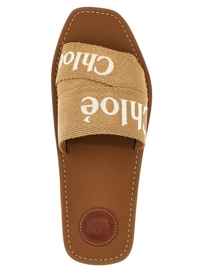 Shop Chloé Woody Sandals Beige