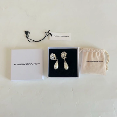 Pre-owned Alessandra Rich Vintage Style Faux Pearl And Crystal Droplet Earrings