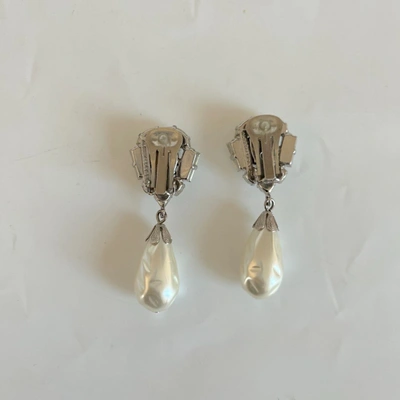 Pre-owned Alessandra Rich Vintage Style Faux Pearl And Crystal Droplet Earrings