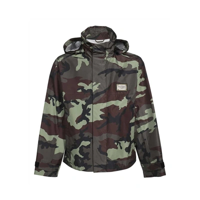 Shop Dolce & Gabbana Camouflage Jacket In Green