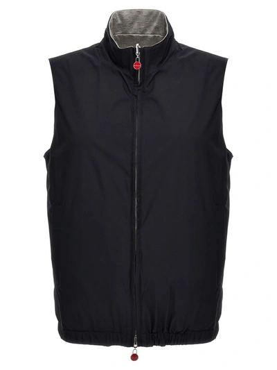 Shop Kiton Reversible Vest In Blue