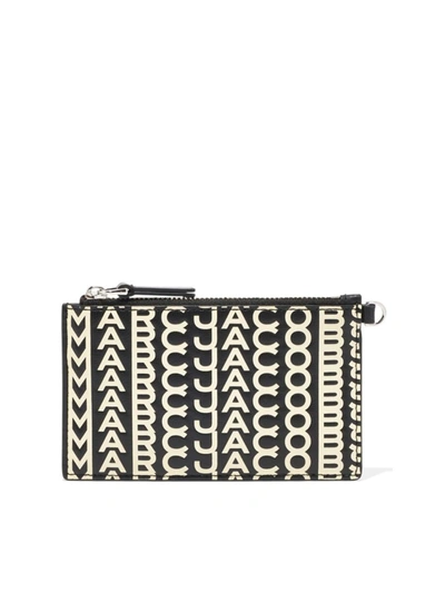 Shop Marc Jacobs The Monogram Leather Wristlet Card Holder In Black