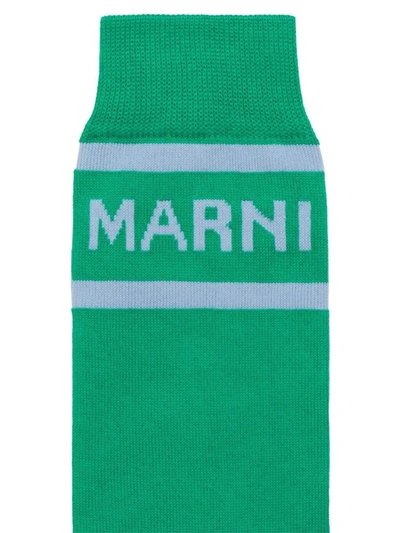 Shop Marni Logo Intarsia Color-block Socks In Green