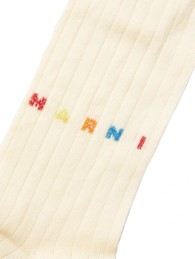 Shop Marni Logo Intarsia Socks In Yellow