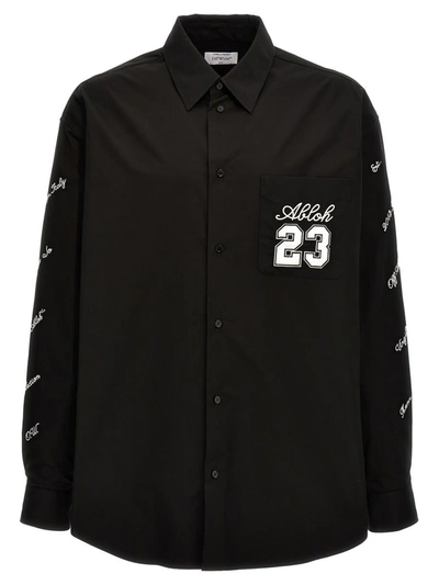 Shop Off-white '23 Logo Heavycoat' Shirt In White/black