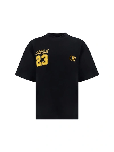 Shop Off-white T-shirts In Black Gold Fusion