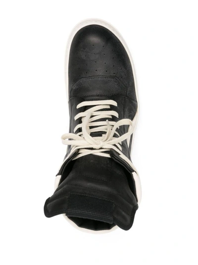 Shop Rick Owens Geobasket High-top Leather Sneakers In Black/milk/milk