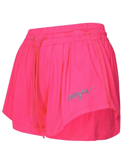 Msgm Cotton Shorts Elasticated Waistband In Fucsia