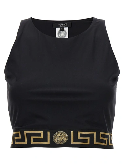 Shop Versace 'greca' Sporty Top In Black
