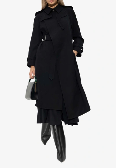 Shop Comme Des Garçons Asymmetrical Wool Trench Coat In Black