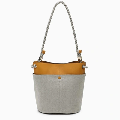 Shop Chloé Key Bucket Bag In Linen And Yellow Calfskin Women