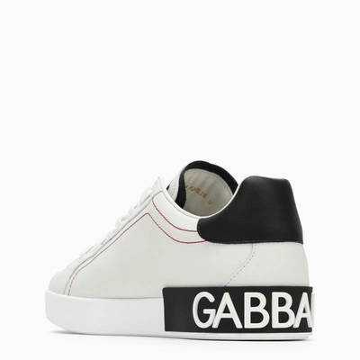 Shop Dolce & Gabbana Dolce&gabbana Portofino White/black Leather Trainer Men