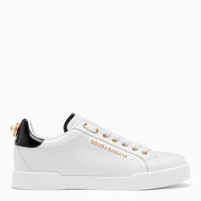 Shop Dolce & Gabbana Dolce&gabbana White And Gold Low Sneakers Women