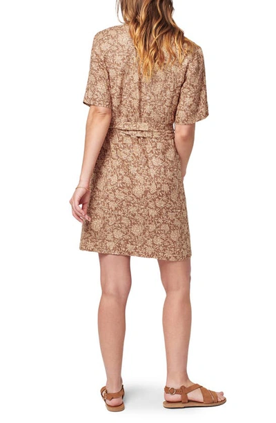 Shop Faherty Ashley Tie Waist Linen Dress In Bronze Riviera Floral