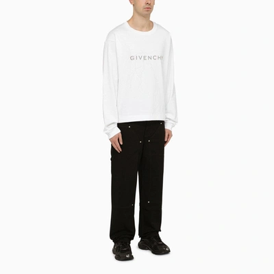 Shop Givenchy Black Logoed Crew-neck Sweatshirt Men In White