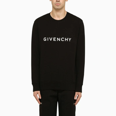 Shop Givenchy Black Logoed Crew-neck Sweatshirt Men