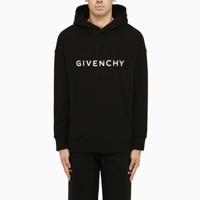 Shop Givenchy Black Logoed Hoodie Men