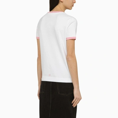 Shop Givenchy White/pink Crew-neck T-shirt With Logo Women
