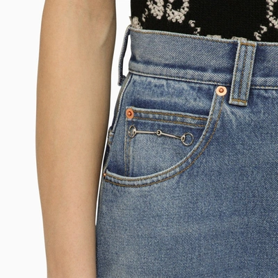 Shop Gucci Blue Denim Wide-leg Trousers Women