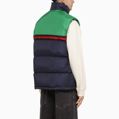 Shop Gucci Midnight Blue And Green Padded Waistcoat Men