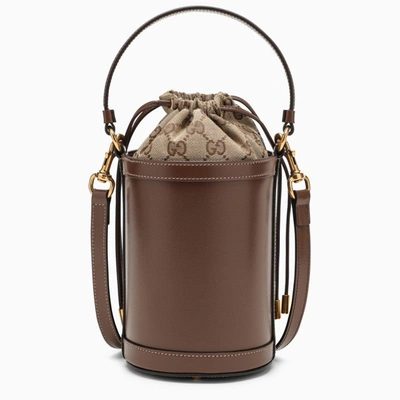 Shop Gucci Ophidia Brown Leather Mini Bucket Bag Women