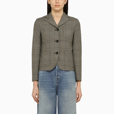 Shop Gucci Prince Of Wales Single-breasted Jacket In Wool Women In Black