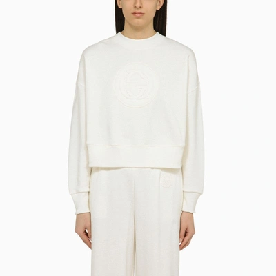 Shop Gucci White Cotton Sweatshirt With Logo Women In Yellow