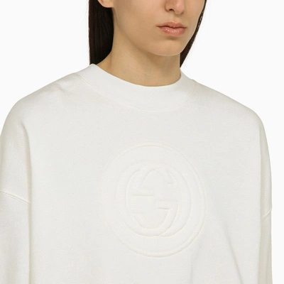 Shop Gucci White Cotton Sweatshirt With Logo Women In Yellow