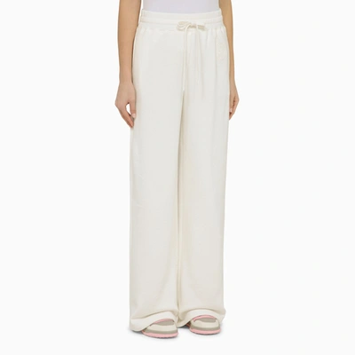 Shop Gucci White Cotton Trousers With Logo Women In Yellow