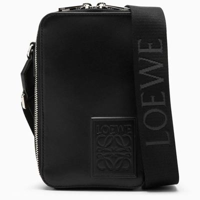 Shop Loewe Small Black Leather Shoulder Bag With Logo Men
