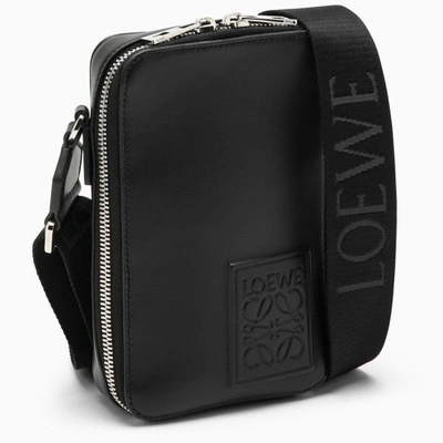Shop Loewe Small Black Leather Shoulder Bag With Logo Men