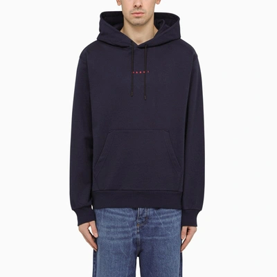 Shop Marni Blue Hoodie With Logo On Chest Men