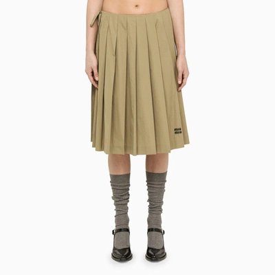 Shop Miu Miu Pleated Clay Skirt Women In Brown