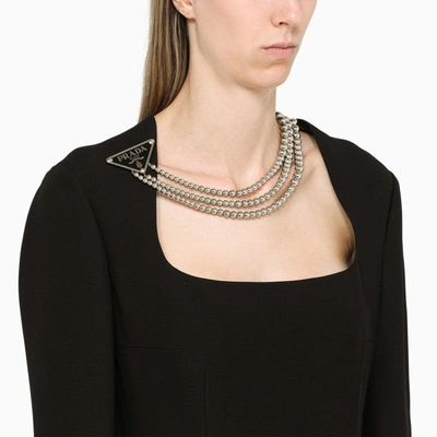 Shop Prada Black Cady Pencil Dress With Necklace Women